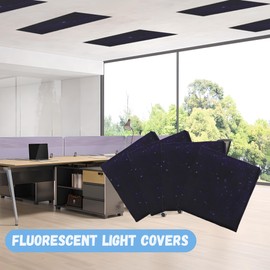 4 Pack Fluorescent Lamp Cover with 4 x 2 Feet Magnetic,DDFS Light Covers Filter for Office School Drop Ceiling Supplies,Which have different Color Starry