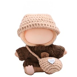 15cm/17cm Handcrafted Crochet Doll Clothes(No Doll) Hat & Sweater Outfit Set with Accessories