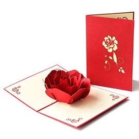 Cute Birthday Card, 3D Greeting Card, Rose Flower Greeting Card, Valentine's Day, Anniversary, Mother's Day, Father's Day, Thanksgiving, Message Card Included (Rose Flower)