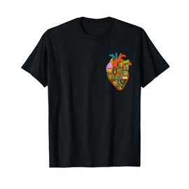 Book Lover Anatomical Heart, Colorful Library Design T-Shirt