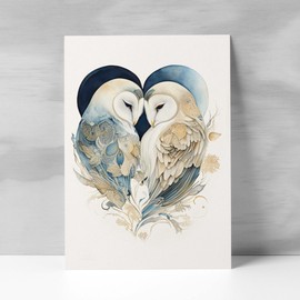 Postcard Prints - Anniversary Card For Husband Card for Her Anniversary Card For Wife Owl Anniversary Card For Couple Engagement Card For Couple Wedding Card