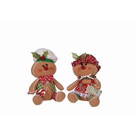 Transpac Imports, Inc. His and Her Gingerbread Bakers 10 x 7 Plush Christmas Figurine Set of 2