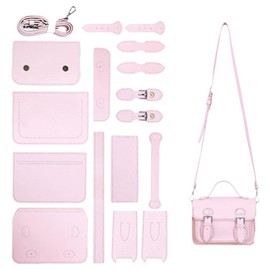 CABODYALS Diy Pu Leather Bag Kit Pink Stitch Crossbody Bag Kit Purse Making Supplies Knitting Crochet Kits Sewing Tool Set with Instruction for Women Beginners Gift Craft Accessories Beginners