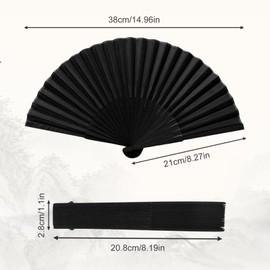 3Pcs Folding Hand Fan Handheld Folding Fan Black Chinese Fan Silk Fabric Hand Fan Bamboo Fan Japanese Hand Held Fan Foldable Hand Fans for Women Wedding Party Favor Prop Wall Decoration Festival Gift…
