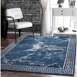 GLORY RUGS Area Rugs Marble 8x10 Navy Gray Carpet Modern Abstract Rug Living Room Dining Bedroom Rug