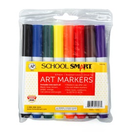 School Smart - Marcadores artísticos de punta de cincel para la escuela, el hogar y más, varios colores, paquete de 8