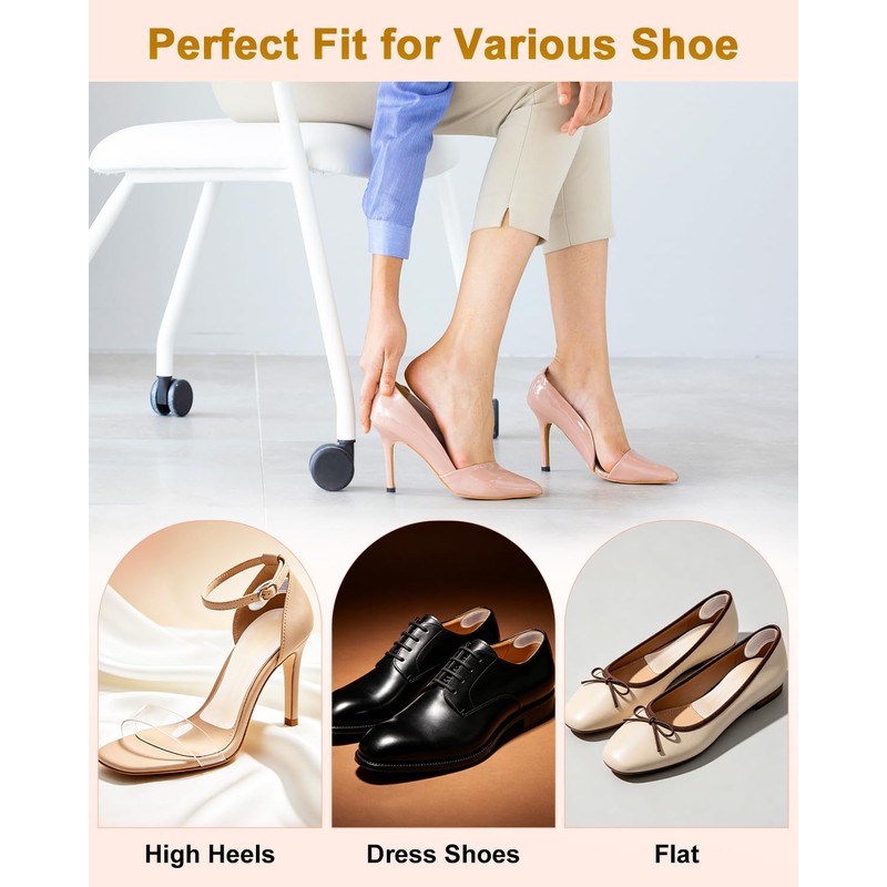 4 Pairs Silicone High Heel Inserts Weight Shifting for Women,