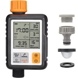 Johgee Watering Computer with 3 Inch Screen, Watering Clock with Automatic Irrigation, Rain Delay, Manual Control and Child Lock