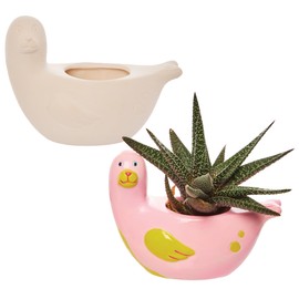 Baker Ross FX747 Seal Ceramic Flower Pots - Pack of 2 - Ceramic Painting for Children, Flower Pots for Children