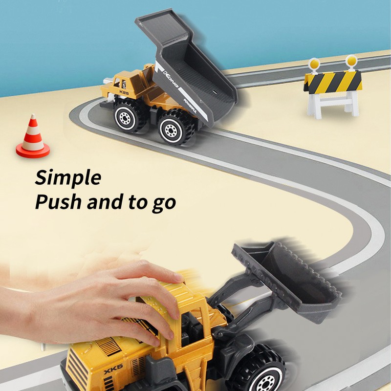 6pcs 1:64 Construction Vehicle Toy Mini Decoration Alloy Construction Vehicle