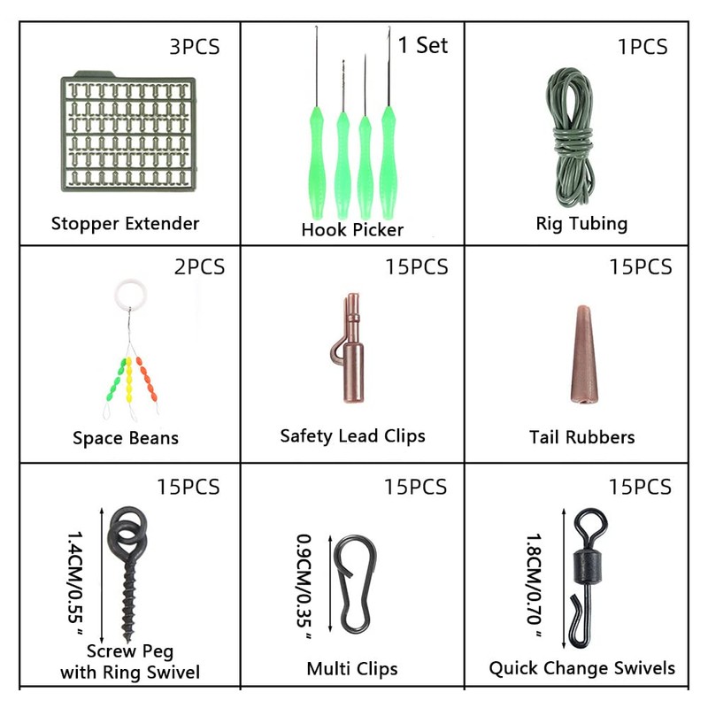 275 Piece Carp Accessory Kit - Includes Fishing Line, Beads,