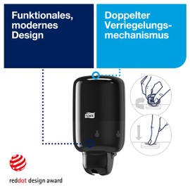 Tork Seifenspender Wandmontage für Seife und Hautpflegeprodukte Schwarz S2, "Easy to use"-zertifiziert, Elevation Design, 561008