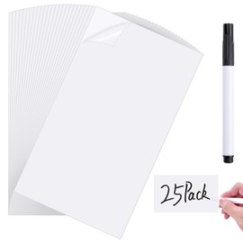 Dry Erase Label Stickers-25Pack 3x5Inch Reusable Whiteboard Sticky Labels with Pen Tear Resistant No Residue White Board Strips Mini Sticky Notes for Home Organization,Office Classrooms Business