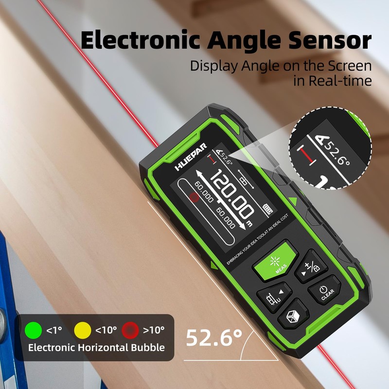 656ft/200M Dual Laser Distance Measuring Tool, Huepar Professional Rechargeable Digital