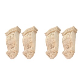MAGICLULU 2 x Wooden Columns Consoles Made of Solid Wood, European Style, Carved, Unpainted, Wall Decoration for Living Room and Dining Room, Rustic Column Supports for Elegant Interior Design