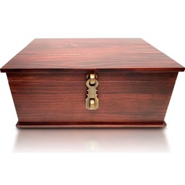 Blake & Lake Antique Style Wood Storage Box - Decorative box for Home or Office - Wooden Box with Hinged Lid Keepsake Box with Metal Latch