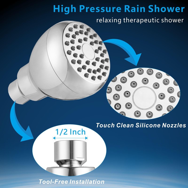 High Pressure Shower Head - Powerful Bathroom Pressure Boosting Showerhead