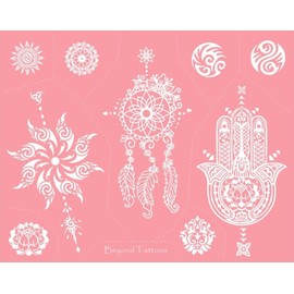 Fatima's Hand Dream Catcher Mandala Tattoo Stencil Template for Finger, Hand and Body Painting MS-05