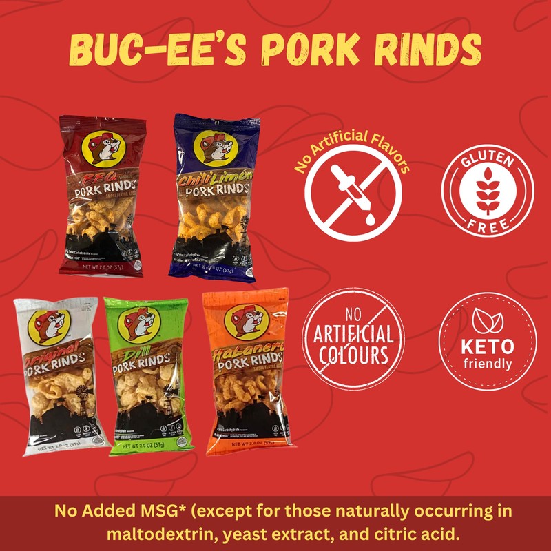 Pop SNAX Bucee Pork Rinds, BBQ, Keto Friendly, BBQ Flavor,