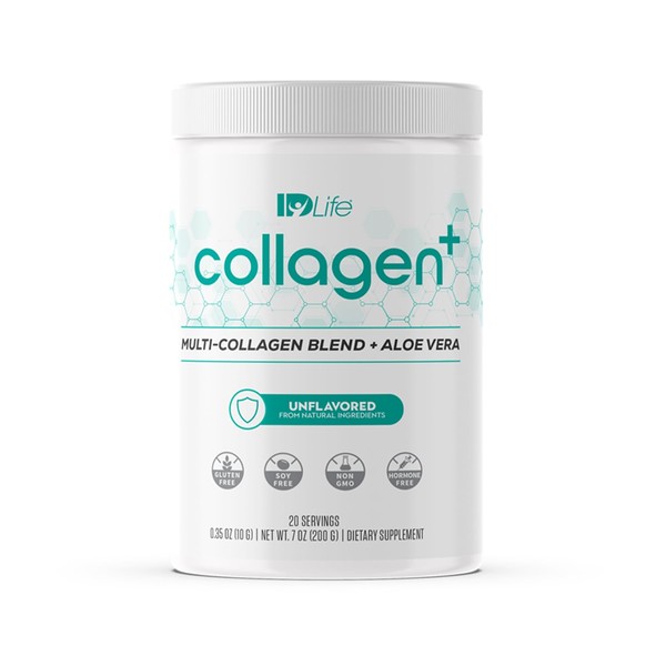 IDLife | Collagen+ - Multi-Type Collagen Blend with Fulvic Acid and ACTIValoe - For Joint, Skin, Hair, Nails, Gut Health, and More! - 20 Servings
