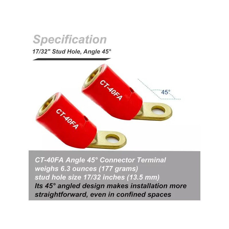 Renaco 2PCS CT-40FA 용접 단자 커넥터 러그 어댑터 렌코 스타일