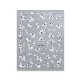 Belecome Flower Nail Art Stickers, 5D Nail Decals, Self Adhesive, White Yellow Flower, for Women Manicure (Half-Transparent Flower White Pink)