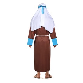 Owlfder Shepherd Joseph Costume for Men Adult Jesus Nativity Tunic Robe Middle East Biblical Times Cosplay Outfit Blue