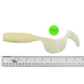 Fish WOW! 2pcs 10" with Curly Tail Extended Perch Grub Soft Lure - Glow in The Dark