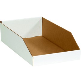 Ship Now Supply SNBINEB1810 Open Top Bin Boxes, 4.5" Height x 18" Length x 10" Width, White (Pack of 25)