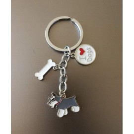 Mummumi Keychains, Lovely Dog Key-ring Portable Metal Keychain Keyring Key Decor Car Keyring Tag (Grey Schnauzer)