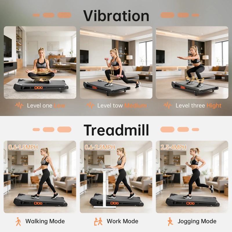 AKLUER New Walking Pad Treadmill with Vibration Function 2 in