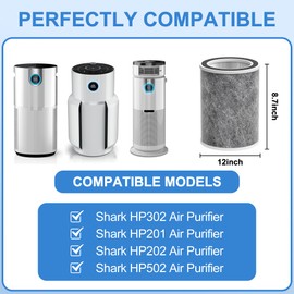 HP202 Air Purifier MAX Filter Replacement For Shark Air Purifier Max HP200 Series Models HP201, HP232, HP302, HC502, 3-in-1 Filtration H13 Grade True HEPA Filter Activated Carbon Filter, 2 PACK