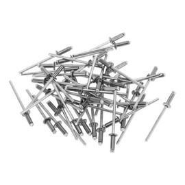 Motoforti Dome Head Large Flange Blind Rivets 3.2mm Grip Diameter 9mm Grip Length 6.05mm Flange Diameter Stainless Steel Carbon Steel Silver Tone 50 Pcs