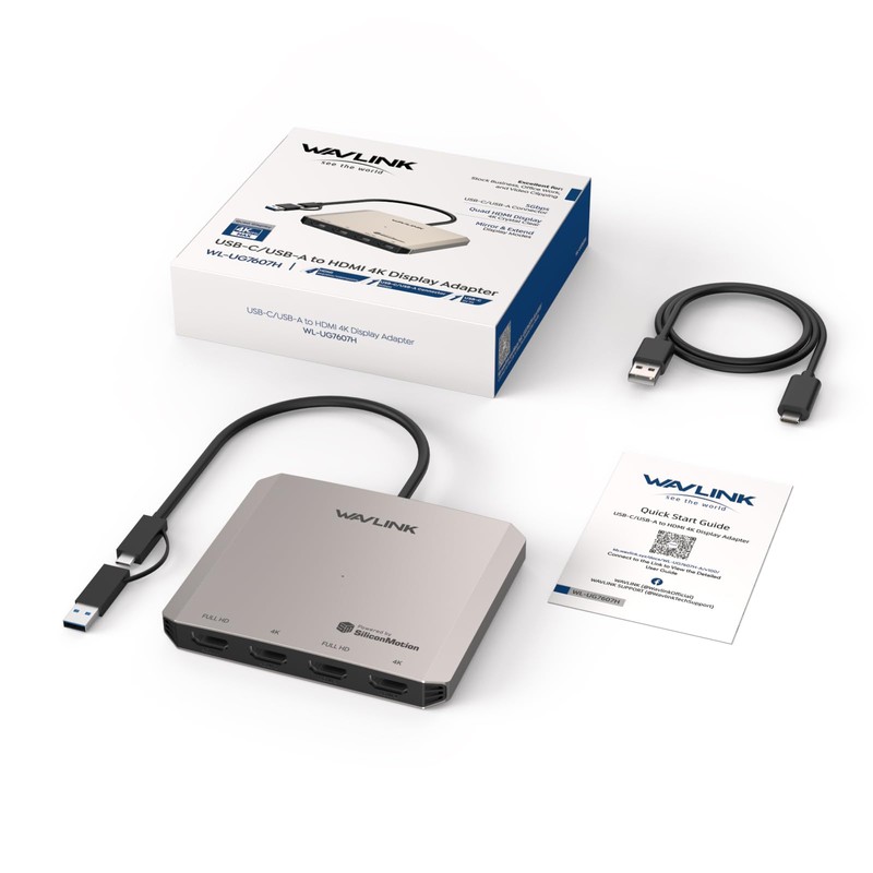 WAVLINK USB C to Quad HDMI 4K Adapter, Universal USB