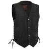 True Element Mens Single Panel Back Leather Motorcycle Vest w/Concealed