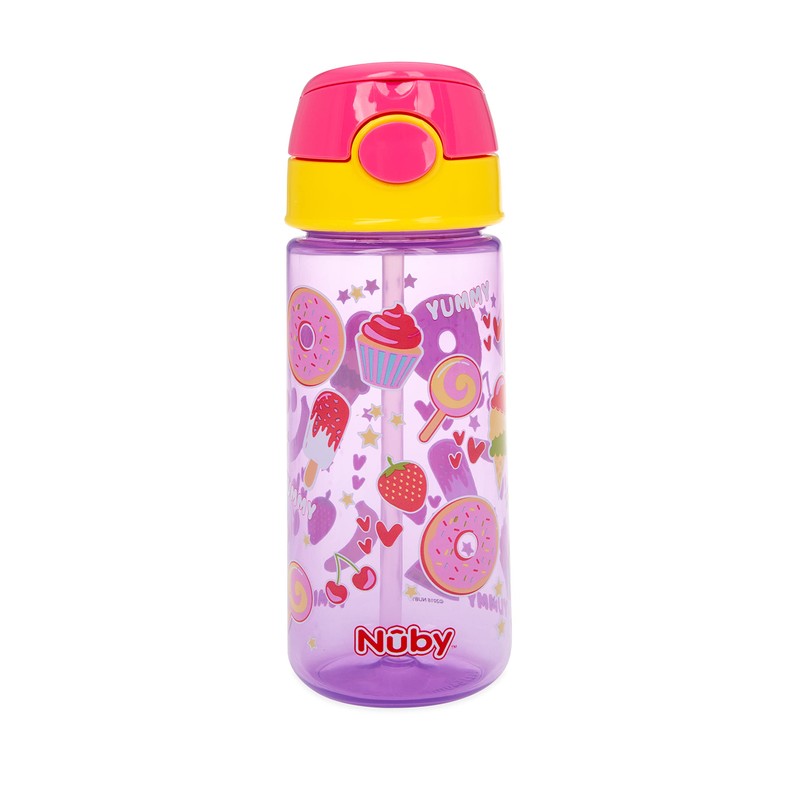 Nuby 2-Pack Kid’s Printed Flip-it Active Water Bottle with Push