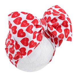 YanJie Baby Girl Headbands Nylon Headbands Handmade Hair Bows Newborn Wide Hairbands Bows Hair Accessories for Infant Newborns Infants Toddlers (Red Text Heart Print)