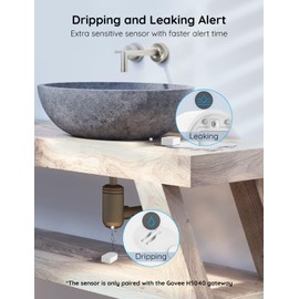 Govee Water Leak Detectors 5 Pack, 100dB Adjustable Audio Alarm Sensor, Sensitive Leak and Drip Alert, for Kitchen Bathroom Basement (Cannot Connect to Wi-Fi Directly)