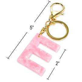 Junyuerly Gold Initial Key Chain Pink Acetate Letter Pendant Key Ring Backpack Accessories for Girls (Pink letter E)