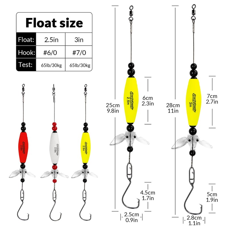 QualyQualy Catfish Float Rigs with Propeller, Fishing Bobbers Santee Rig