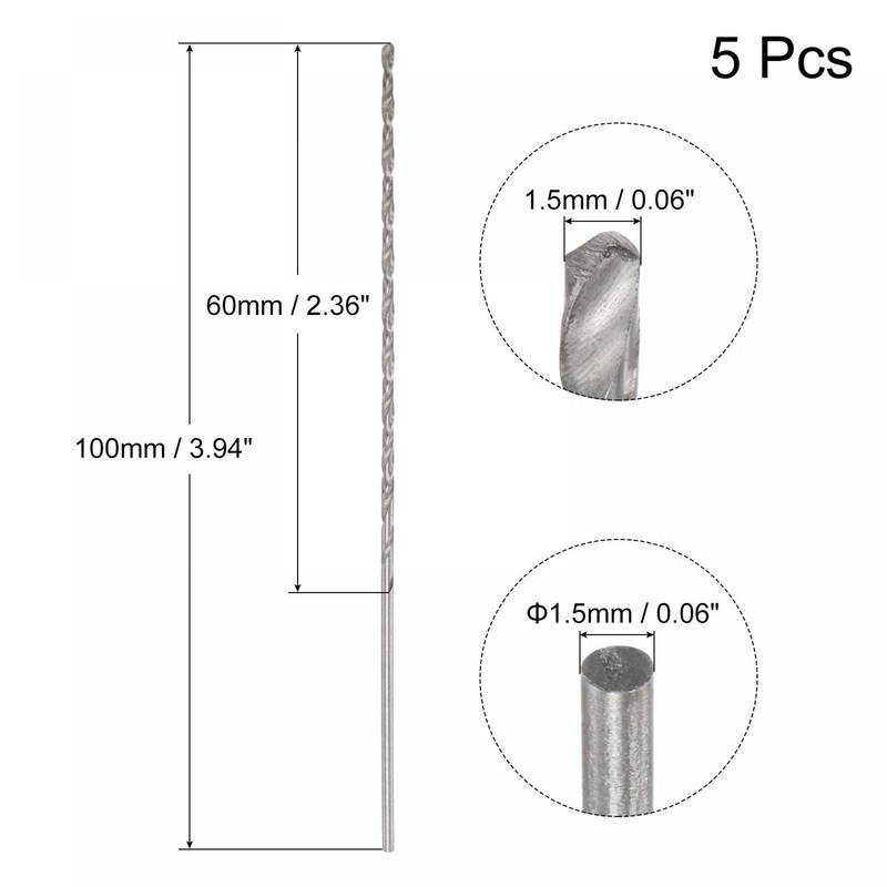 sourcing map Mini Micro Twist Drill Bit 1.5 mm Extra