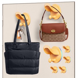 PHIXBEAR Bag Hanger, Adhesive Handbag Hanger - Arc Design: No Damage to The Bag, 4 Pack, No Drilling, for Handbags & Purses - Minimalist Orange, Includes 6 Extra Nano Adhesive Pads