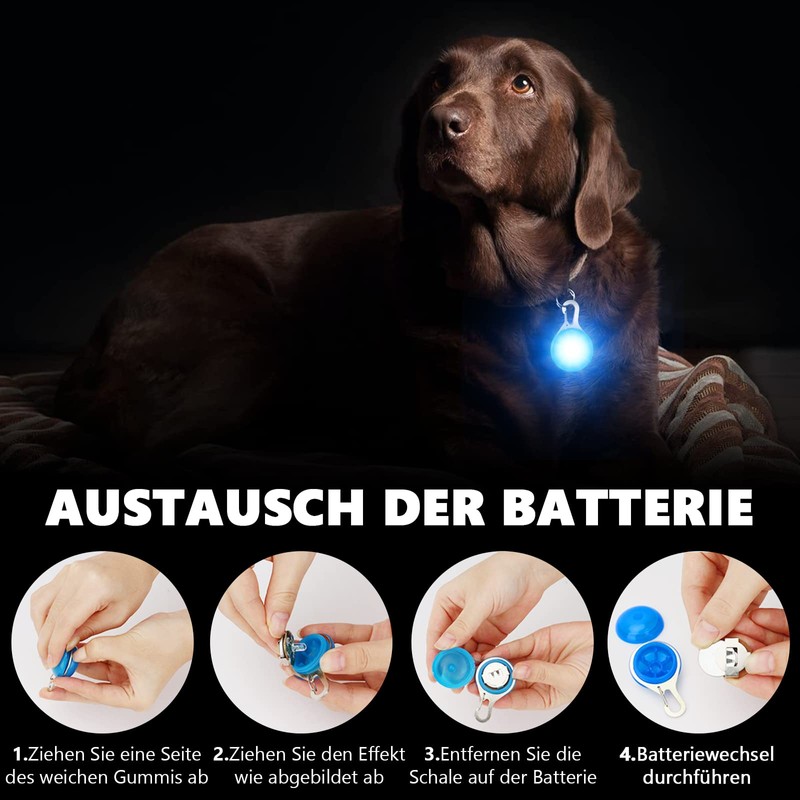 Pack of 6 Dog Collar Pendants, LED Light Pendants, Light