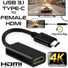 Unbranded USB-C Type C to HDMI Adapter USB 3.1 Cable For MHL Android Phone Tablet Black A2