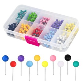 500 Pcs Map Push Pins, 1/8 Inch Cork Board Pins, Round Head Push Pin Board Pins,10 Colors Plastic Map Pins with Steel Points,Decorative Map Push Pins for Cork Board, Fabric Marking, Poster Pins