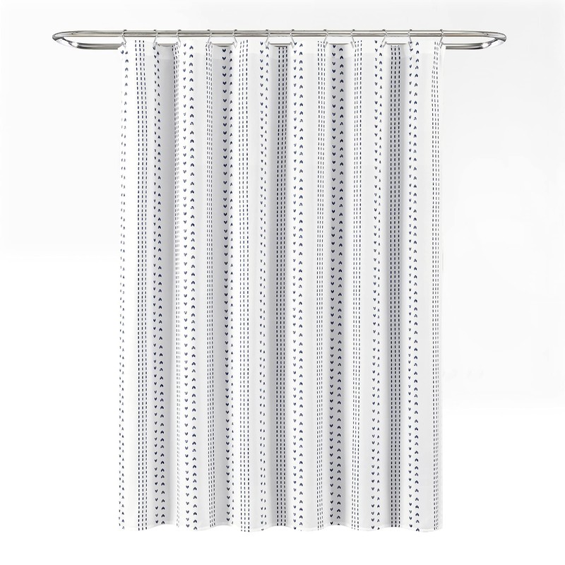 Lush Decor Hygge Stripe Shower Curtain, 72" x 72", Navy