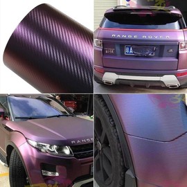 XIMINZ Carbon Fiber Purple Vinyl Wrap for Cars (59.8'' x 11.8'') Gloss Paint Surface Protection Film with Air Release Automotive Wrap Vinyl Roll