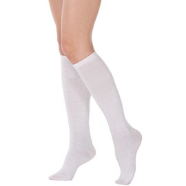 DRESHOW 3 Pairs Women Knee High Casual Tube Socks Cotton Solid Knit Plain White Stockings Leg Warmer All Season Gift