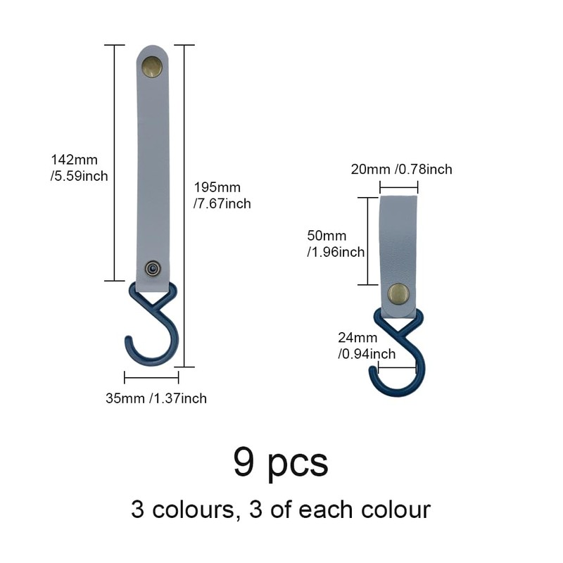 ONEBO Pack of 9 Leather S Hooks, S Hooks with