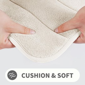 Yimobra Memory Foam Bath Mat, 43 x 61 cm, Soft and Comfortable, Super Water Absorption, Non-Slip, Thick, Machine Wash, Easier to Dry for Bathroom Floor Rug, Cream